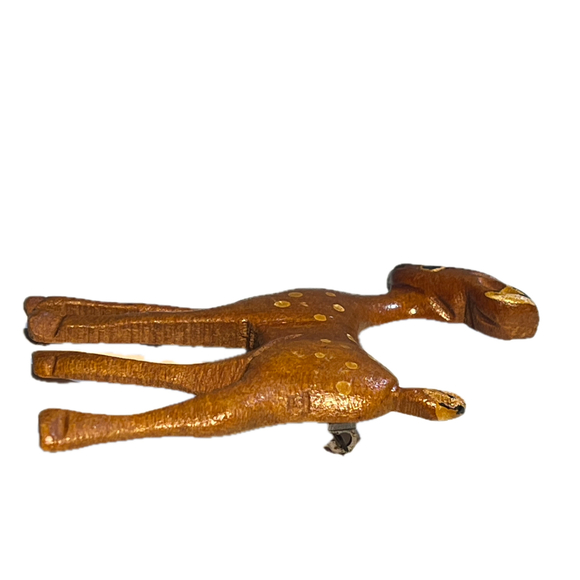 VTG 40s Hand Carved Brown Wooden Fawn Brooch 3”Lx2.5”W - Picture 10 of 11